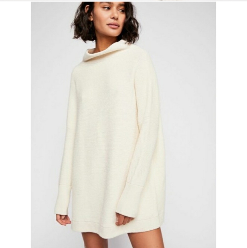 Free People Ottoman Slouchy Tunic Ecru XL sweater - Picture 3 of 9